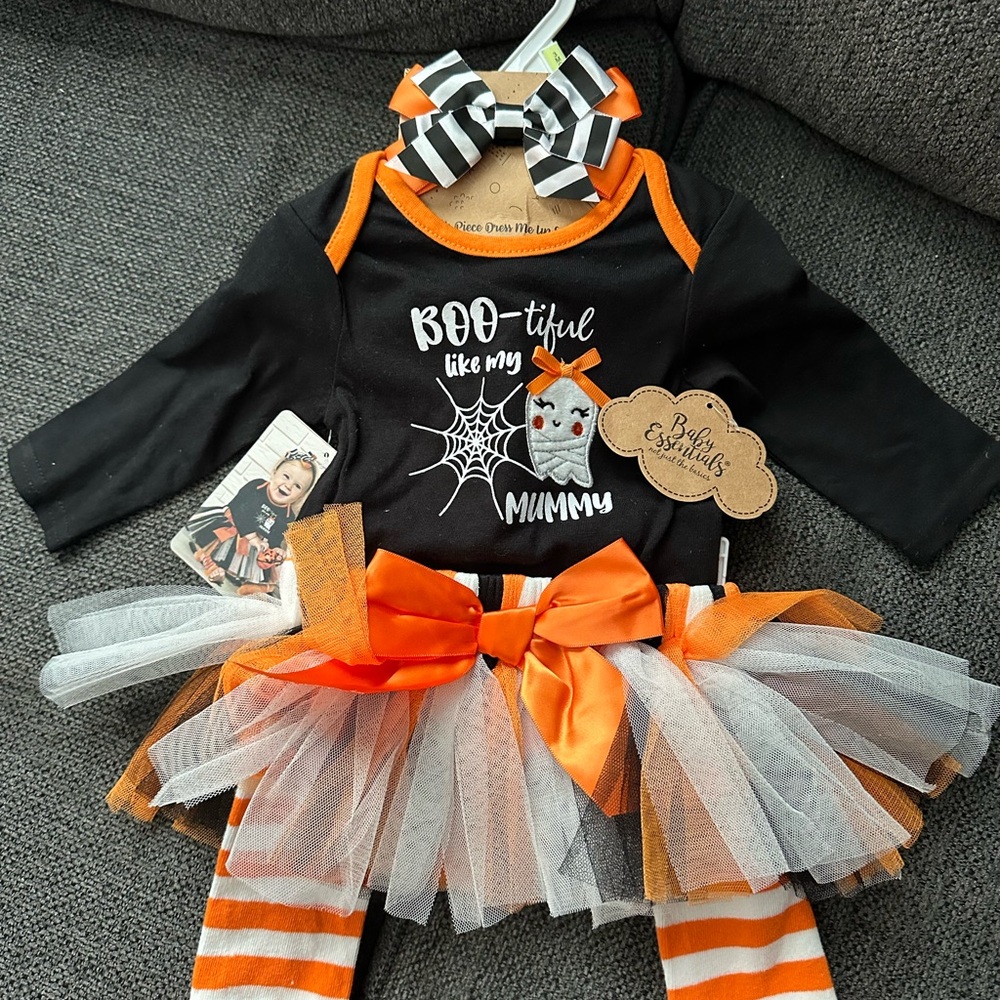 Baby Boo-tiful Mummy Halloween Costume Set - Black and Orange